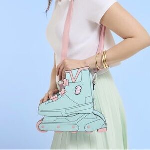 Loungefly Classic Barbie Figural Skate Crossbody Bag Pink Blue NWT